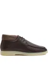 Aurélien Leather Knitted-cuff Boots In Brown