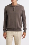 Aurélien Long Sleeve Cashwool® Polo Sweater In Brown