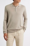 Aurélien Long Sleeve Cashwool® Polo Sweater In Gray