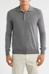 Aurélien Long Sleeve Cashwool® Polo Sweater In Gray