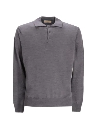 Aurélien Long-sleeve Polo Sweater In Gray