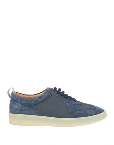 Aurélien Man Sneakers Navy Size 9 Leather, Textile Fibers In Blue