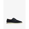 Aurélien Mens Navy Boat Lace-up Suede Loafers Eur 40 / 6 Uk In Blue