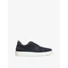 Aurélien Mens Navy Bayside Suede And Canvas Low-top Trainers Eur 44 / 10 Uk In Blue