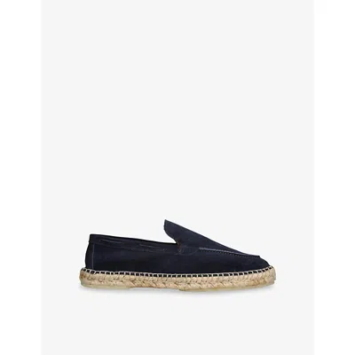 Aurélien Mens Navy Beachside Suede And Jute Loafers` Eur 41 / 7 Uk In Blue