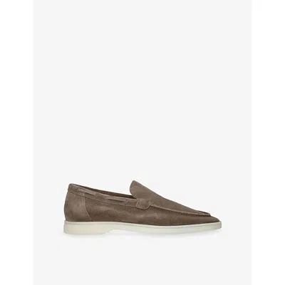 Aurélien Mens Grey Mid Yacht Suede Loafers Eur 45 / 11 Uk In Brown