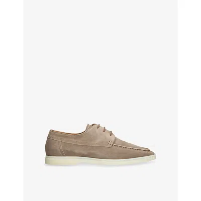 Aurélien Mens Grey/light Boat Lace-up Suede Loafers Eur 43 / 9 Uk In Gray