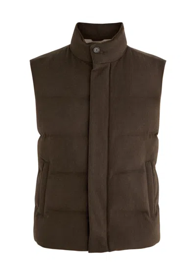 Aurélien Quilted Wool-blend Gilet In Green