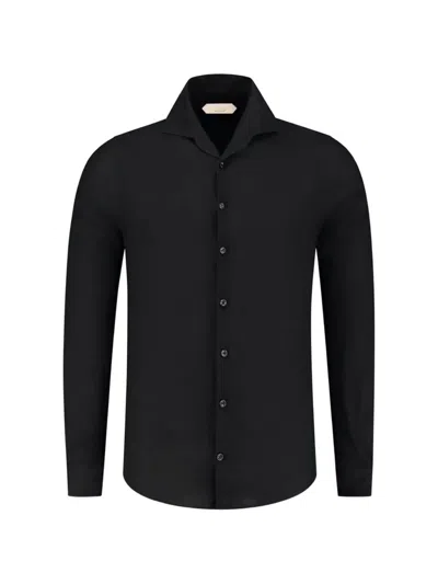 Aurélien Seaside Linen Shirt In Black