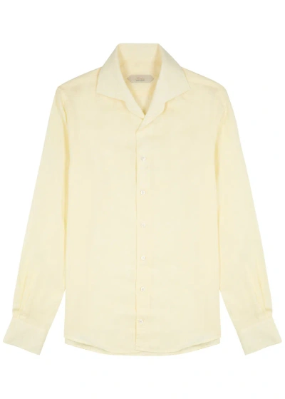 Aurélien Seaside Linen Shirt In Yellow