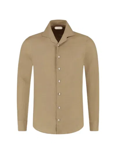 Aurélien Seaside Popover Linen Shirt In Brown