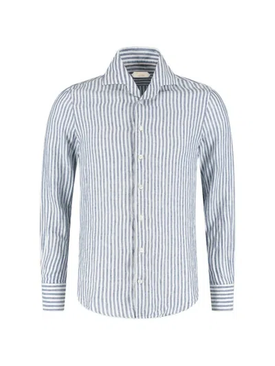 Aurélien Seaside Linen Button-up Shirt In Blue