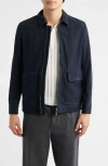 Aurélien Suede Zip Jacket In Blue