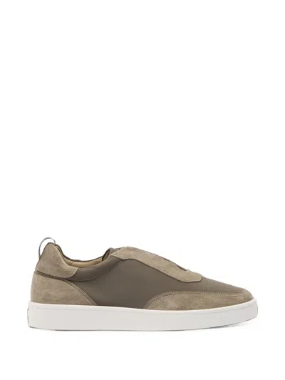 Aurélien Suede-panelled Slip-on Sneakers In Brown