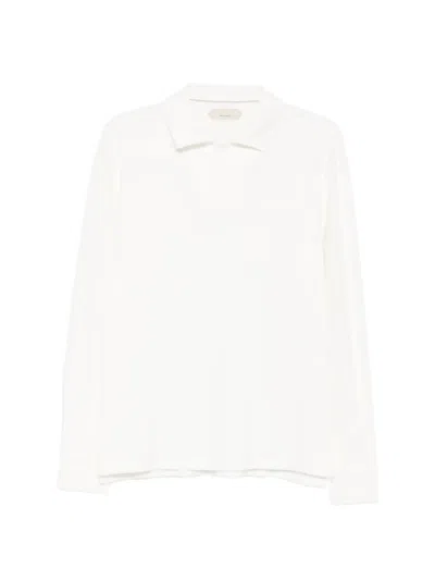 Aurélien Terry Long-sleeve Chest-pocket Polo Shirt In White