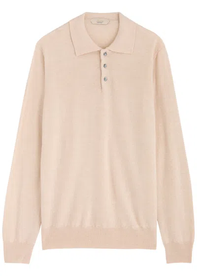 Aurélien Wool Polo Jumper In Beige