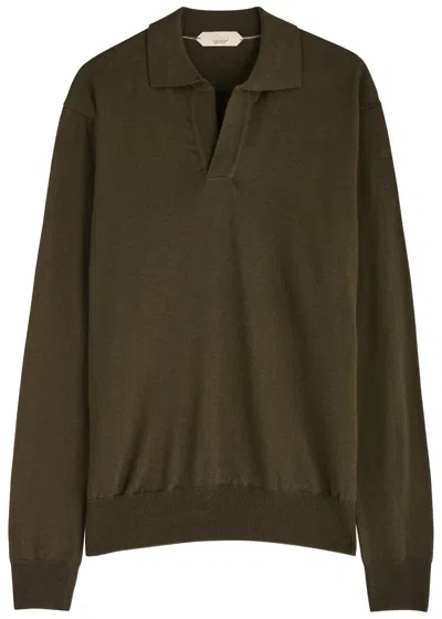 Aurélien Wool Polo Jumper In Olive