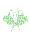 Aurelle Swimsuit Top Yellow Argyle Pattern Swimwear In Green