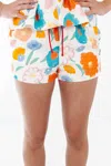 Aureum Aria Floral Drawstring Short In Cream