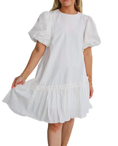 Aureum Asymmetrical Poplin Mini Dress In White