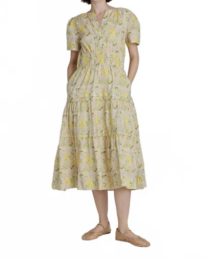 Aureum Belle Tiered Midi Dress In Yellow