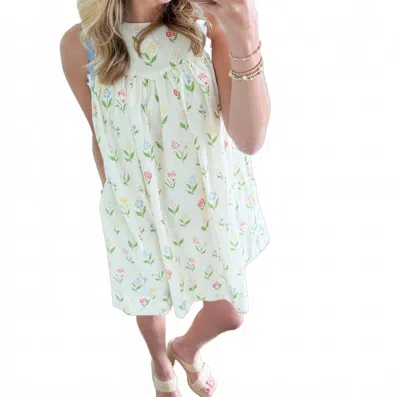 Aureum Botanical Sweetheart Dress In Multi In White