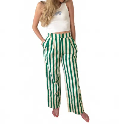Aureum Bree Striped Wide Leg Pants In Green