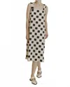 Aureum Checkerboard Crochet Midi Dress In Black And Ivory
