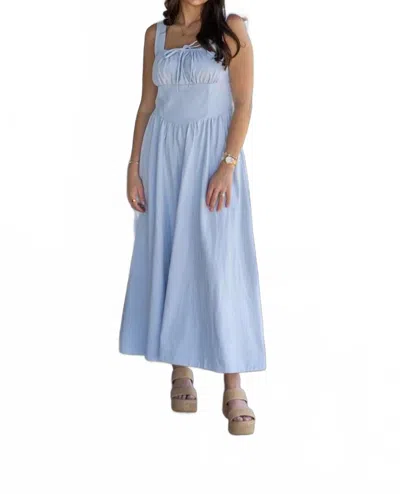 Aureum Clair Twill Corset Midi Dress In Blue