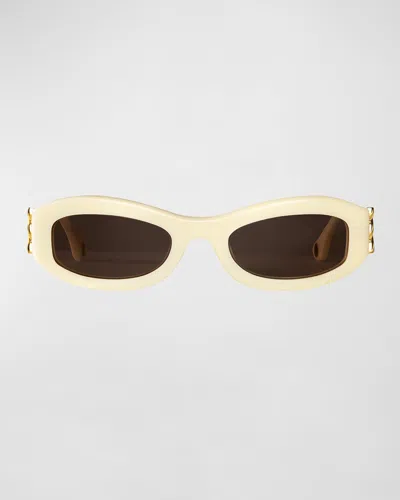 Aureum Collective Como Twisted Acetate Oval Sunglasses In Cream