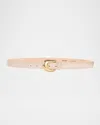 Aureum Collective Leather Belt W/ Golden Hardware In Cream