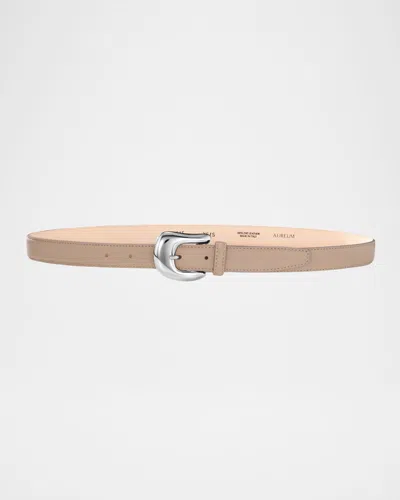 Aureum Collective Leather Belt W/ Golden Hardware In Etain
