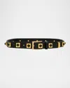 Aureum Collective No. 2 Onyx Studded Leather Belt In Black