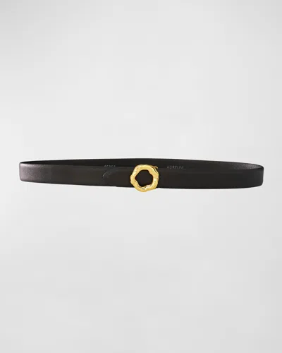 Aureum Collective No. 1 Leather Belt With Abstract Buckle In Black Gold