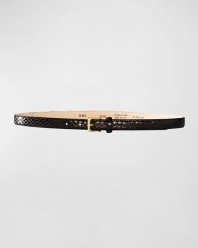 Aureum Collective No. 6 Embossed Leather Belt In Black Snake