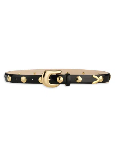 Aureum Collective Women's Leather Studded Belt In Black
