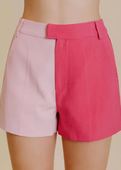 Aureum Color Block Shorts In Pink