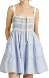 Aureum Combo Trimming Mini Dress In Soft Powder Blue In Blue