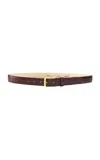 Aureum Croc-embossed Leather Belt In Burgundy
