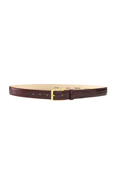 Aureum Croc-embossed Leather Belt In Burgundy