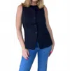 Aureum Dream Button Front Vest In Black In Blue