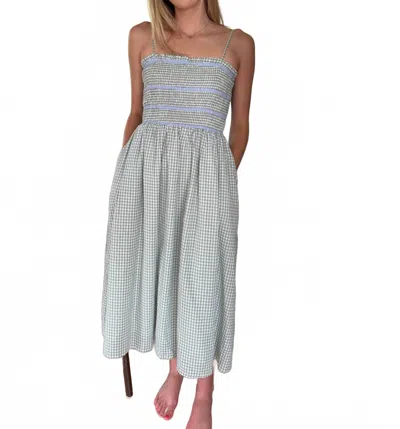 Aureum Emma Sleeveless Midi Dress In Green Gingham In Multi