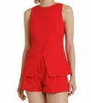 Aureum Faye Linen-blend Shorts In Red In Red