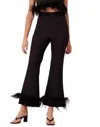 Aureum Feather Trim Pants In Black In Black