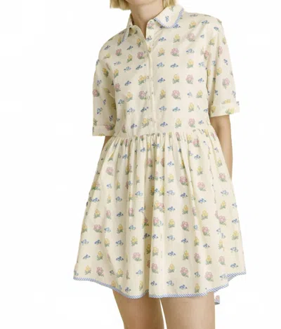 Aureum Floral Mini Dress In Ivory In Neutral