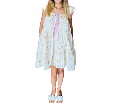 Aureum Flutter Sleeve Mini Floral Dress In White
