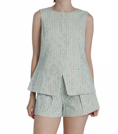 Aureum Gabby Gingham Vest In Coastal Blue