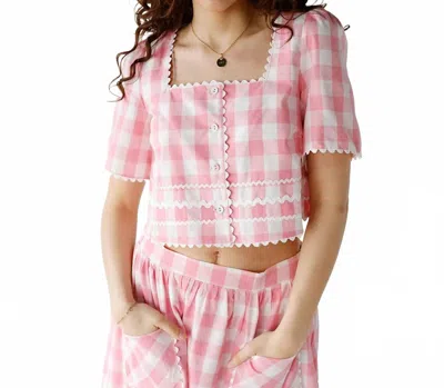 Aureum Gingham Darling Top In Pink