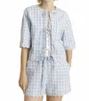 Aureum Gingham Top In Blue In Blue
