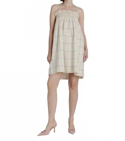Aureum Grid Print Mini Dress In Beige Multi In Neutral